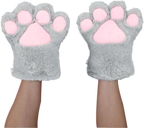 Cosplay Animal Cat Wolf Dog Fox Paws Claws Gloves Costume Halloween Plush Fluffy Bear Claw Winter Warm Gloves For Women Men in Saudi Arabia