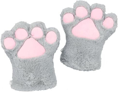 Cosplay Animal Cat Wolf Dog Fox Paws Claws Gloves Costume Halloween Plush Fluffy Bear Claw Winter Warm Gloves For Women Men in Saudi Arabia