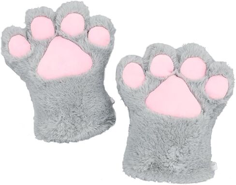 Cosplay Animal Cat Wolf Dog Fox Paws Claws Gloves Costume Halloween Plush Fluffy Bear Claw Winter Warm Gloves For Women Men in Saudi Arabia