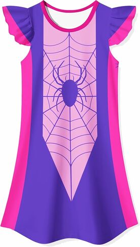Girl Summer Dress，Superhero Dress Party Gift Printed Casual Dress 3-8 Years in Kuwait