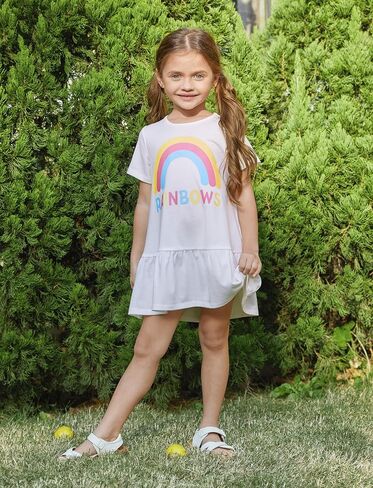 PATPAT Toddler Girls Floral Skater Dress 3-Pack A-Line Short Sleeve Outfits | Floral Print Dresses, 3-Pack Value Set, A-Line Skater Fit, Short Sleeve Design, Soft Fabric, Easy Wear in Kuwait