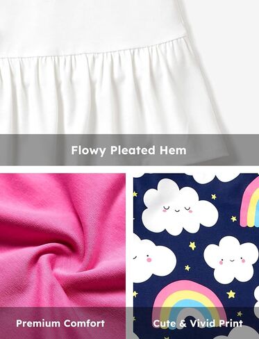 PATPAT Toddler Girls Floral Skater Dress 3-Pack A-Line Short Sleeve Outfits | Floral Print Dresses, 3-Pack Value Set, A-Line Skater Fit, Short Sleeve Design, Soft Fabric, Easy Wear in Kuwait