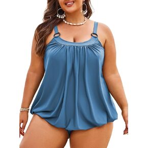 Aleumdr Plus Size Tankini Swimsuit for Women 2 Piece Tummy Control Bathing Suit Blouson Flowy Swim Dress with Bottom in Kuwait