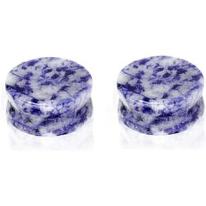 Pierced Owl - Blue and White Spotted Semi Precious Stone Solid Saddle Fit Plugs, Sold as a Pair