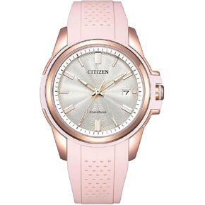 Citizen Women's Eco-Drive Weekender Sport Casual, Rose Gold-Tone Stainless Steel Watch, Pink Silicone Strap, White Dial (Model: FE6138-05B)