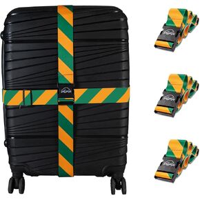 Adjustable Luggage Straps for Secure Travel,TSA Approved Heavy Duty Suitcase Belts with Quick-Release Buckle, Durable Travel Straps for Luggage Protection and Easy Identification (Black Yellow)