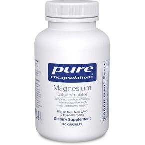 Pure Encapsulations Magnesium (Citrate/Malate) - Magnesium Supplement to Support Nutrient Utilization, Energy, Bones & Heart Health* - with Magnesium Citrate & Malate - 180 Capsules