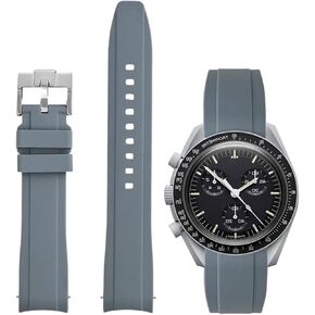 Quick Release Bands for Moonswatch Watch,20mm Curved No Gap Premium Silicone Rubber Strap Compatible with Omega X Swatch Moonswatch Speedmaster Watch Replacement Band Strap Men Women