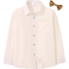 DISAUR Boys Apricot Beige Button Down Shirt Long Sleeve Boys Dress Shirts Size 6-7 Years Wedding Party Birthday Gifts
