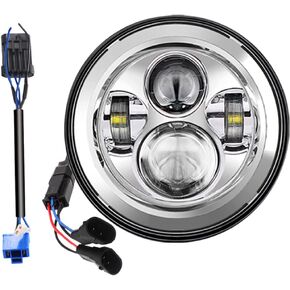 Belt&Road 7 Inch Round Super White LED Headlight for 2014-2023 + HD Street Glide Special and Road King Special,Hi-Lo Beam Headlight With Dual Beam Adapter,Chrome Housing