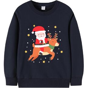 Boys Girls Christmas Sweatshirt Toddler Kids Xmas Santa Claus Reindeer Shirt Tops Clothes 1-7 Years
