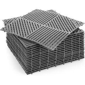 18 حزمة من بلاط أرضيات المرآب المتشابك مقاس 30.48 سم × 30.48 سم، بلاط مطاطي مانع للانزلاق، بلاط سطح متشابك مع فتحات لحمام السباحة، دش، سقيفة جراج وقارب in Kuwait