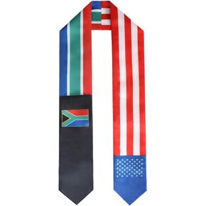 South Africa National & USA Flag Graduation Stole Sash Scarf Double Sided International Student Graduation Decoration Item Gift (183x15cm)