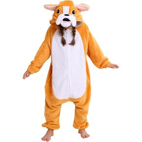 ATOZ Unisex Children Animal Bulldog Onesie, Halloween Costume Pajamas Christmas Cosplay Sleepwear For Boys Girls