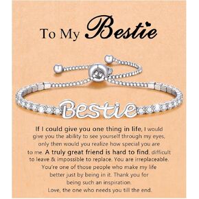 UNGENT THEM Happy Birthday Gifts-Mom Daughter Bestie Cubic Zirconia Tennis Bracelet Christmas Valentins's Day Gifts for Women Her Friends