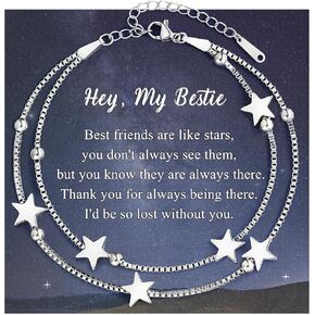 Tarsus Gift for Friend, Our Friendship Memories are Countless and Bright Like Stars, Unique Gift Ideas Star Bracelet for Best Friend Bestie Soul Sister on Birthday Christmas Valentine's Day