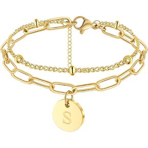 JoycuFF Gold Initial Bracelets for Women Cute Jewelry Gifts for Women Friends Mom Auntie Her Bithday Chistmas Gifts