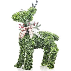 2.8ft Artificial Deer-Shaped Topiary Greenery, 33 Inch UV-Resistant Faux Boxwood Topiaries Plant for Indoor and Outdoor, Living Room, Outdoor Patio, Office, Home Decor