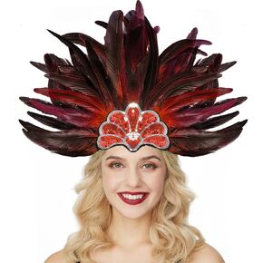 Gionforsy Carnival Headpieces for Women Show Girl Feather Caribbean Headdress Mardi Gras Accessories 1920s Flapper Headband in Saudi Arabia