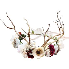 Vivivalue Floral Crown Women Flower Headband Floral Headpiece Halo Wedding Party Festival Photos