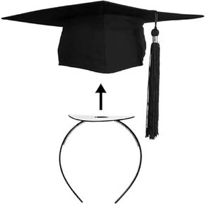 Graduation Cap Headband, Black Graduation Hat Headband, Secures Your Graduation Cap, Hair Style Hat Accessories for Graduates (Graduation Cap Not Included)
