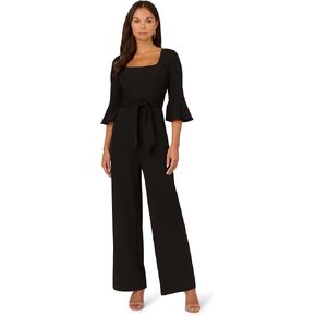 Adrianna Papell Womens Knit Crepe Tie Front Jumpsuit