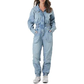 Forever 21 Womens Denim Funnel-neck Jumpsuit