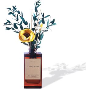 Reed Diffuser Set - Lily Tuberose Essential Oil, 5.07oz/150ml Floral Aroma Oils Scents with Flower Decoration and Rattan Sticks, Home Fragrance for Bedroom Bathroom Shelf Office Room Decor
