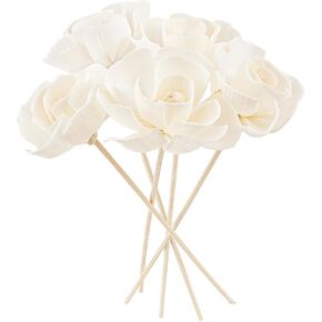 5 Pcs Flower Scent Diffuser, Natural Flower Scent Oil Diffuser Sticks, Aromatherapys Reed Flowers for Home, Bathroom, Office (Camellia), White, KA027-YON-YB