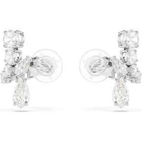 Swarovski Matrix clip earrings, Mixed cuts, Clear, Rhodium Finish