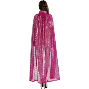 Cosplay Cape Halloween Xmas Party Sequins Cloak Adult Women Shiny Sequins Long Cloak
