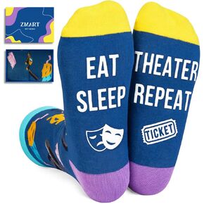 Zmart Theatre Gifts for Theater Lover Gifts - Drama Gifts for Actors Women Men, Musical Gifts, Theater Socks Blue