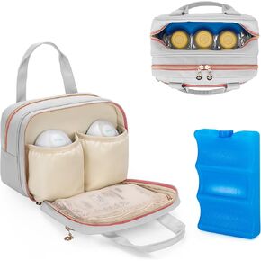 Damero Wearable Breast Pump Bag with Ice Pack Compatible with Elvie and Willow Breast Pump, Carrying Bag for Wearable Breast Pump, Bottles, Pump Parts and More, Patent Design, Light-gray Pink, Bag in Kuwait