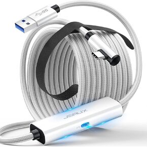 JSAUX Link Cable with Charging 16FT Compatible for Meta Quest 3S/Quest3/2/Pro Pico 4, PC VR, Steam VR Accessories【 Charging While Playing】 USB 3.0 High Speed Data Cable