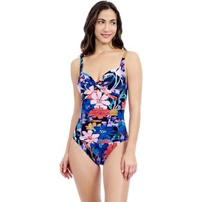 Profile by Gottex Melody Women's Multi-Color Sweetheart Twist Front One Piece Swimsuit with Tummy Control and Soft Cups