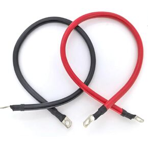 4 AWG Battery Cable 4 AWG Gauge Pure Copper Battery Inverter Cables with 3/8 in Lugs Both Ends Power Inverter Wire Set for Automotive Solar Marine Boat RV Car Motorcycle Red and Black (2FT)