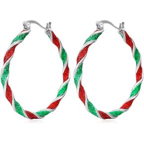 Christmas Earrings for Women Red Green Christmas Jingle Bell Earrings Glitter Teardrop Dangle Earrings Holiday New Year Christmas Jewelry Gift
