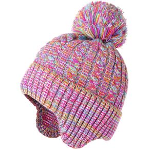 Kids Winter Beanie Knitted Hats for Girls Boys,2-12 Years Warm Soft Fleece Cute Stocking Cap for Children