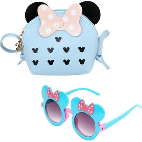 ONEST 2 Pieces Little Girls Crossbody Purses Set Toddler Mini Cute Princess Handbags Girls Sunglasses Girls Fashion Sunglass