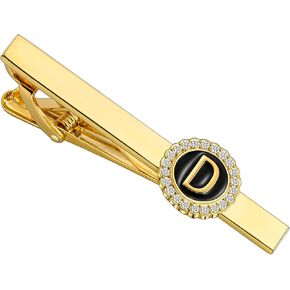 HAWSON 2.2 Inch Tie Clips for Men 18K Gold Color (A-Z Initial) for Men's Fashion Accessories Wedding Day Wearing,Men’s Jewelry or Gifts for Him,Birthday Anniversary