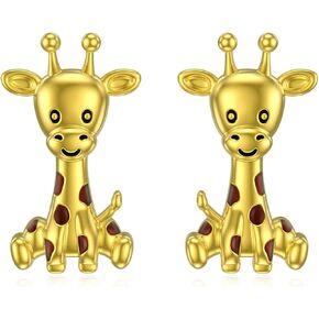 Sterling Silver Cat / Cow / Pig / Bunny / Squirrel / Giraffe / Highland Cow / Lion / Chicken / Ladybug / Star / Moon Stud Earrings for Women Cute Animal Post Earrings Hypoallergenic Animal Jewelry Gift for Teens Girls