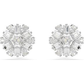 Swarovski Idyllia Stud Earrings, Mixed Cuts, Snowflake, Clear, Rhodium Finished