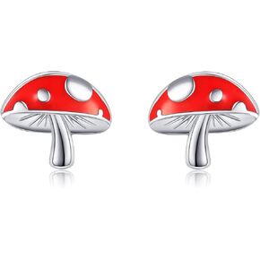 Sterling Silver Cute Mushroom Stud Earrings Colorful Mushroom Earrings For Women Mushroom Jewelry Birthday Presents For Women Teen