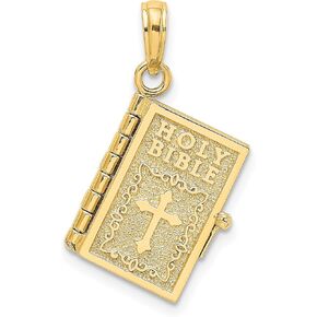 Avariah 14K Yellow Gold 3-D Moveable Pages Holy Bible w/Lords Prayer Charm - 23mm