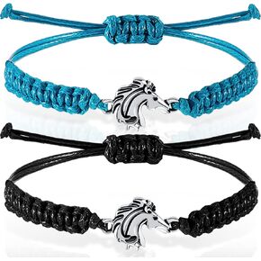 MTLEE Horse Bit Charm Bracelet 2 Pcs Horse Lovers Equestrian Jewelry Adjustable Hose Charm Bracelets for Teens Girls Boys