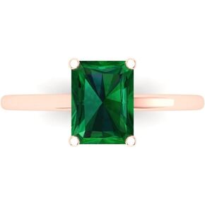 Clara Pucci 2 ct Emerald Cut Created 14k Yellow Gold Solitaire Wedding Engagement Bridal Promise Ring