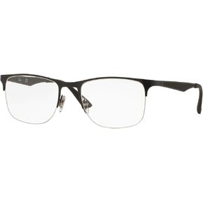 Ray-Ban Men's RX6362 Square Prescription Eyeglass Frames, Black/Demo Lens, 55 mm