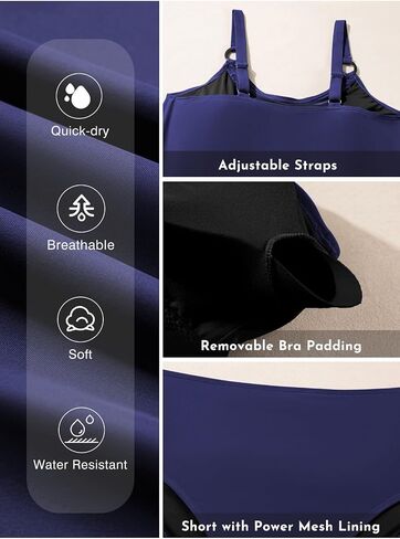Aleumdr Plus Size Tankini Swimsuit for Women 2 Piece Tummy Control Bathing Suit Blouson Flowy Swim Dress with Bottom in Saudi Arabia