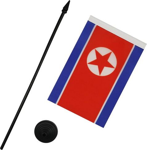 علم طاولة تيمور الشرقية AZ FLAG مقاس 5 بوصة × 8 بوصة - علم مكتب تيمور الشرقية مقاس 21 × 14 سم - عصا وقاعدة بلاستيكية سوداء in Kuwait