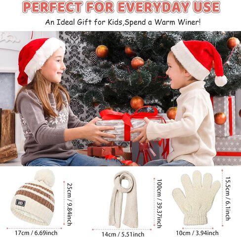 Kids Toddlers Winter Hats Stripes Beanie Gloves Neck Warmer Scarf Set Gifts for 1 3 4-6 Years Old Baby Girls Boys in Saudi Arabia
